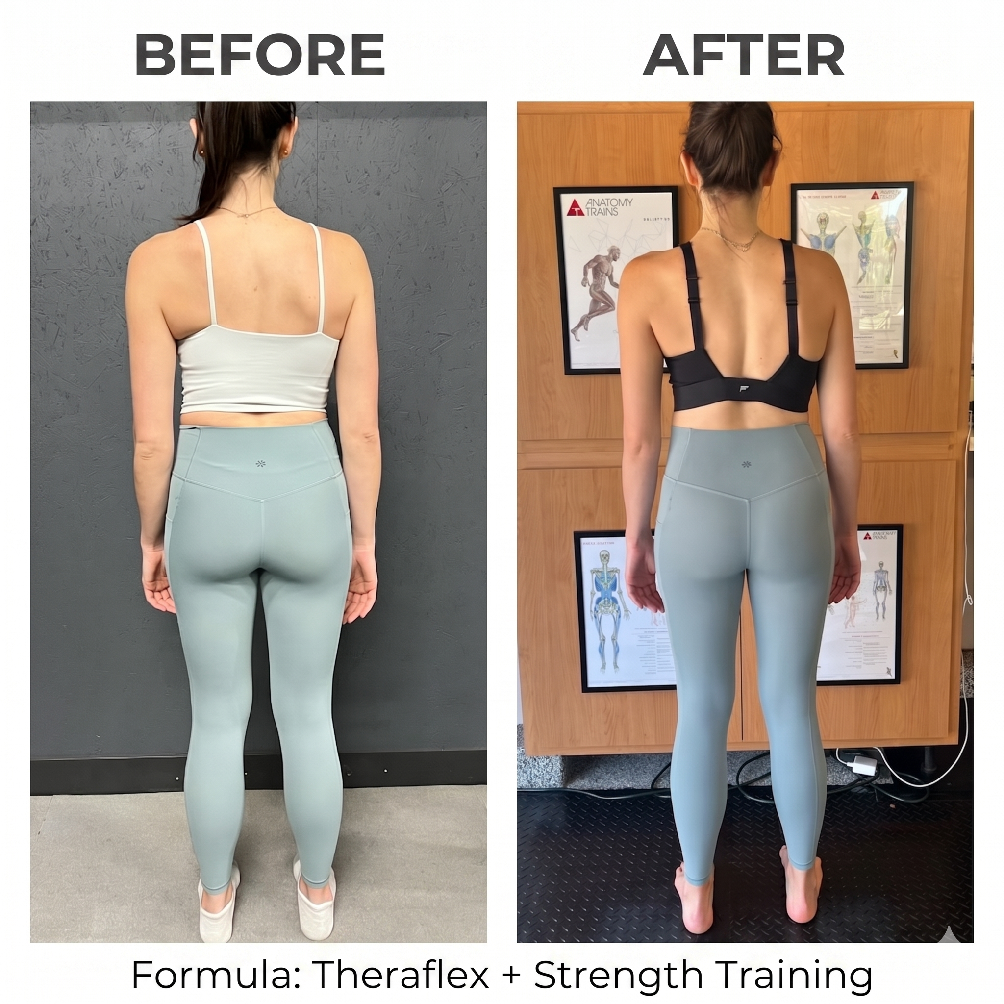 Before and after results from a Theraflex + strength training scoliosis protocol